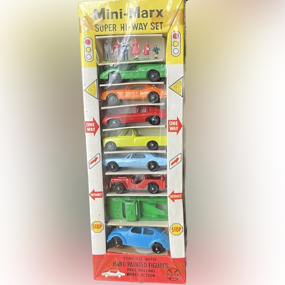 Vtg Mini-Marx Die-Cast Cars SUPER HI-WAY SET. - Picture 1 of 4